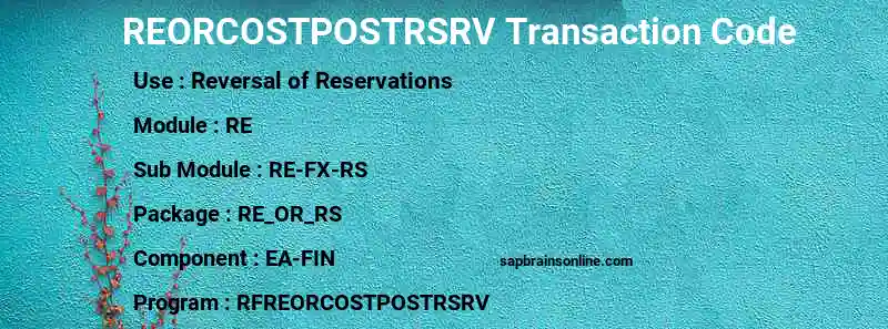 SAP REORCOSTPOSTRSRV transaction code