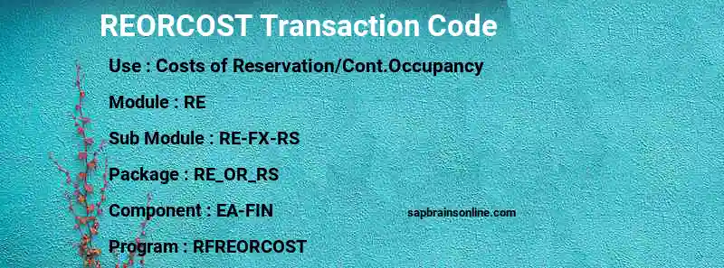 SAP REORCOST transaction code