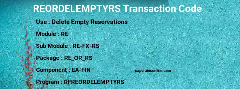 SAP REORDELEMPTYRS transaction code