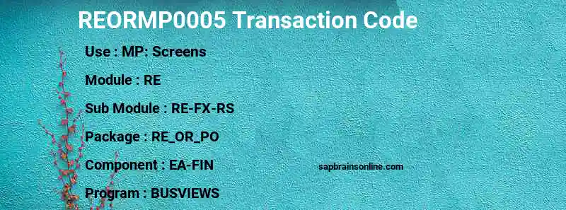 SAP REORMP0005 transaction code