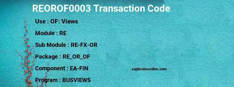 SAP REOROF0003 transaction code
