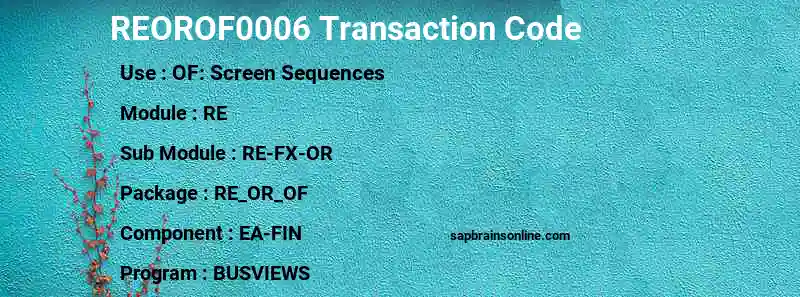 SAP REOROF0006 transaction code