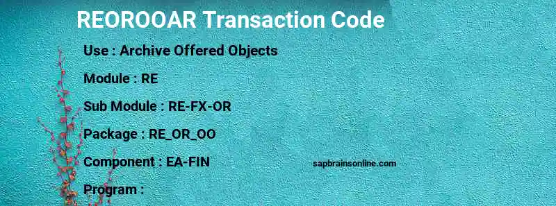 SAP REOROOAR transaction code