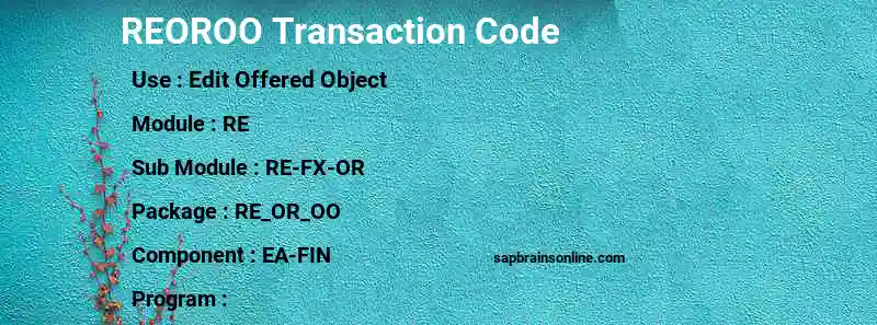 SAP REOROO transaction code