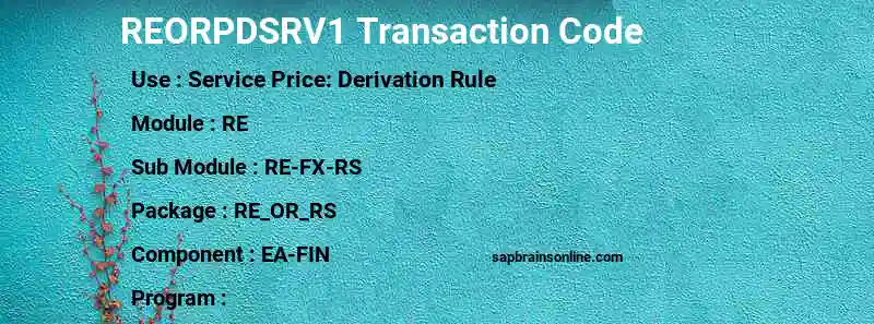 SAP REORPDSRV1 transaction code
