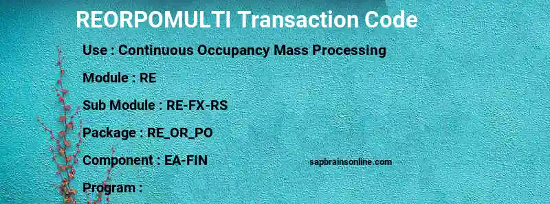 SAP REORPOMULTI transaction code