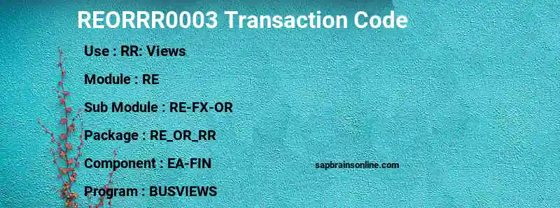 SAP REORRR0003 transaction code