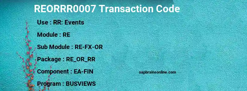 SAP REORRR0007 transaction code