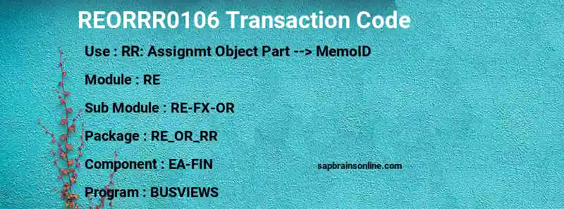 SAP REORRR0106 transaction code