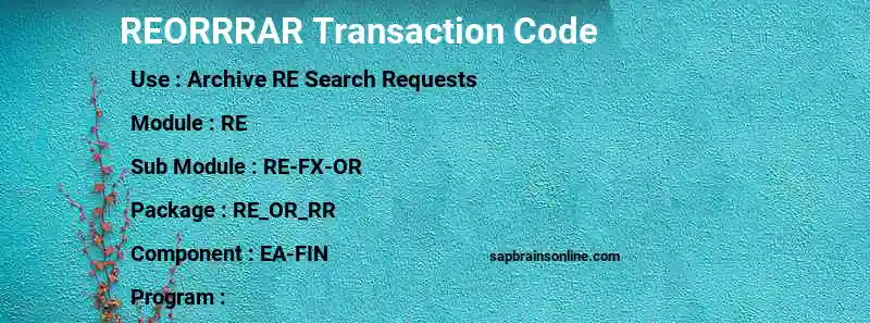 SAP REORRRAR transaction code