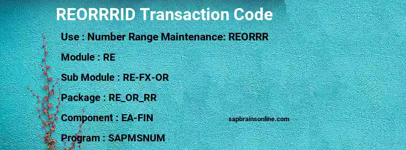 SAP REORRRID transaction code