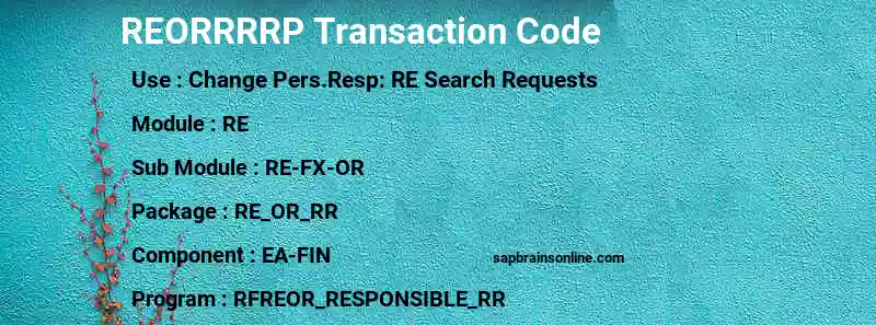 SAP REORRRRP transaction code