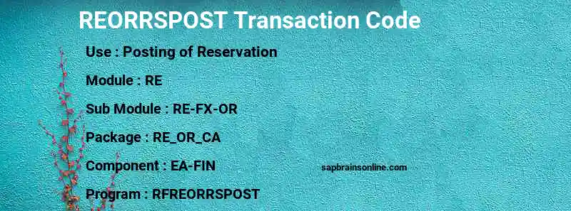 SAP REORRSPOST transaction code