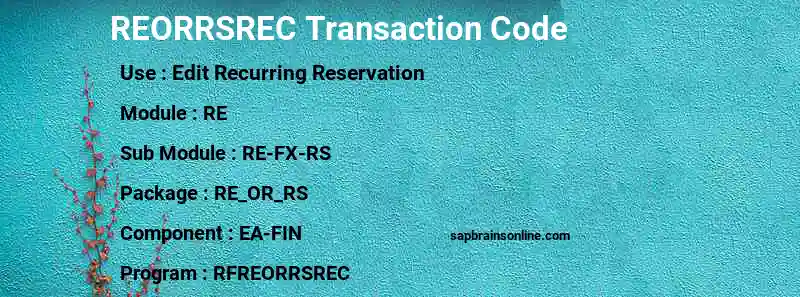 SAP REORRSREC transaction code