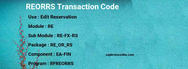 SAP REORRS transaction code