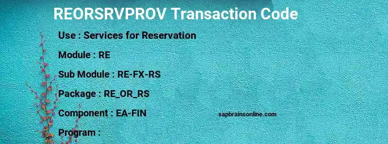 SAP REORSRVPROV transaction code