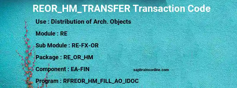 SAP REOR_HM_TRANSFER transaction code