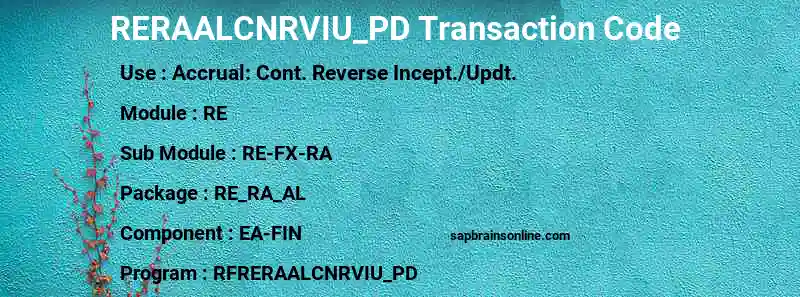 SAP RERAALCNRVIU_PD transaction code