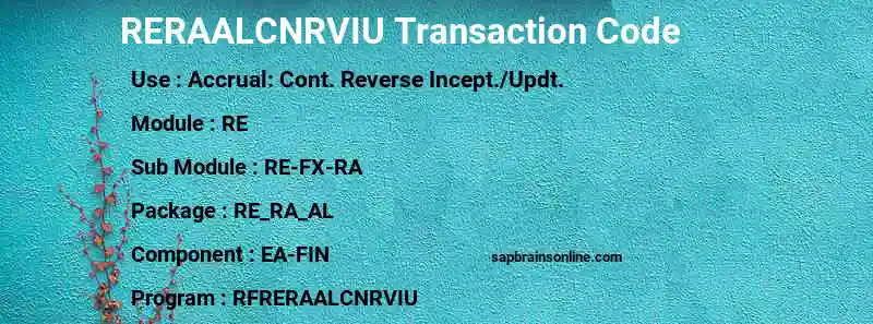 SAP RERAALCNRVIU transaction code