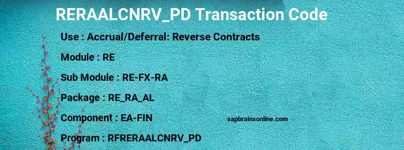 SAP RERAALCNRV_PD transaction code