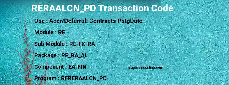 SAP RERAALCN_PD transaction code