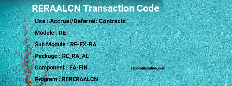 SAP RERAALCN transaction code