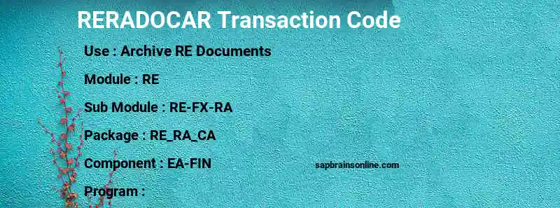 SAP RERADOCAR transaction code