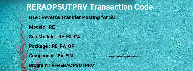 SAP RERAOPSUTPRV transaction code