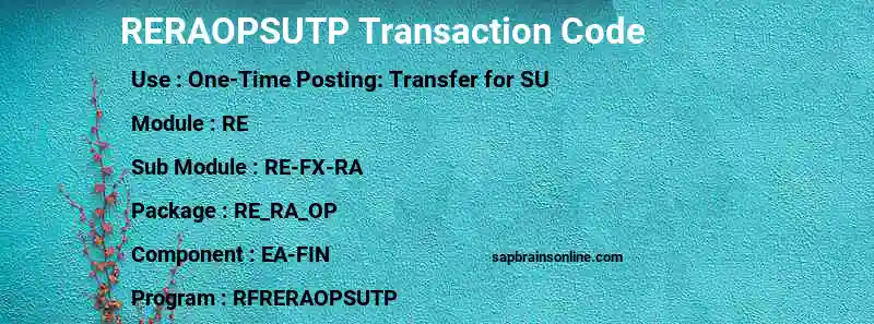 SAP RERAOPSUTP transaction code