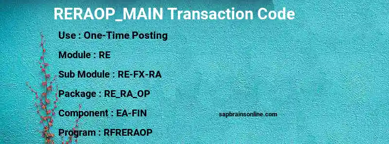 SAP RERAOP_MAIN transaction code