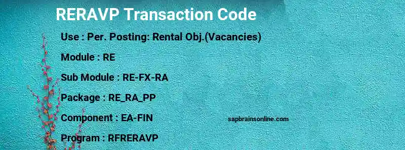 SAP RERAVP transaction code