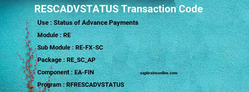 SAP RESCADVSTATUS transaction code