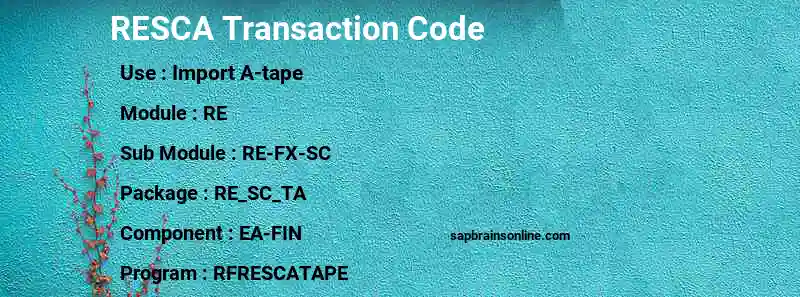 SAP RESCA transaction code