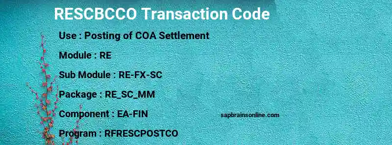 SAP RESCBCCO transaction code