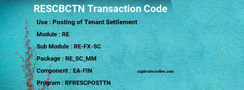 SAP RESCBCTN transaction code
