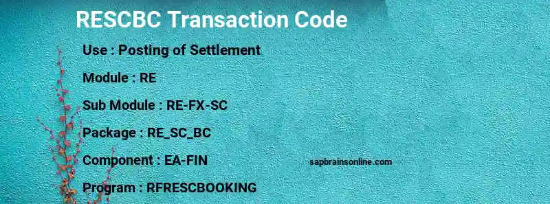 SAP RESCBC transaction code