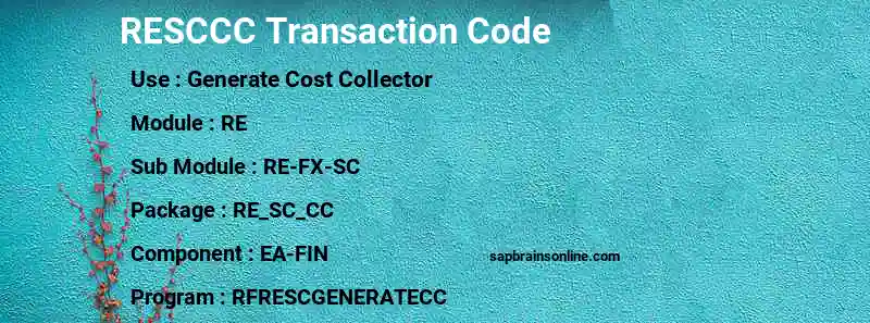 SAP RESCCC transaction code
