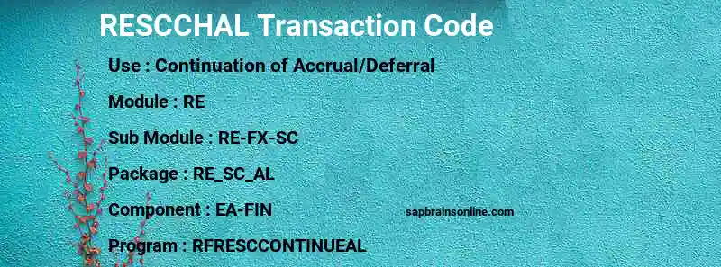 SAP RESCCHAL transaction code