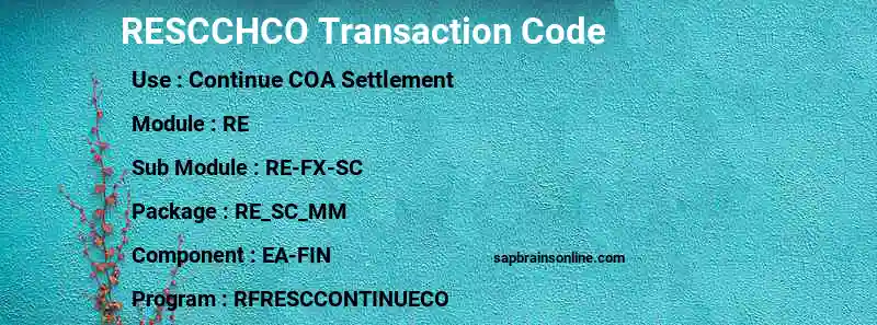 SAP RESCCHCO transaction code