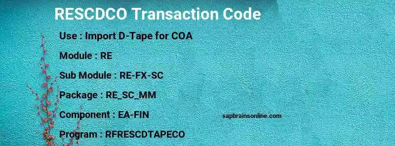 SAP RESCDCO transaction code