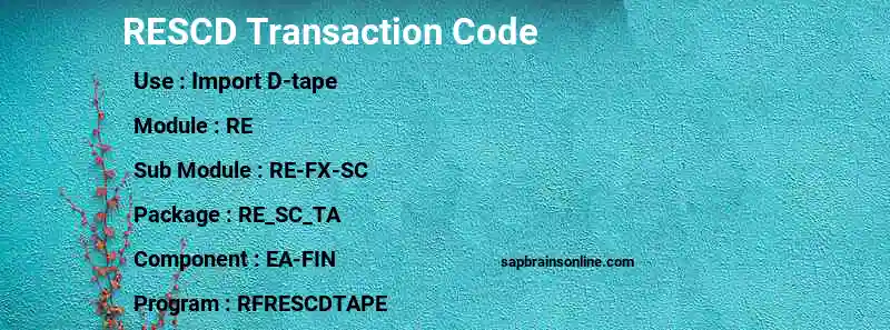 SAP RESCD transaction code