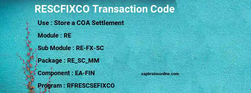 SAP RESCFIXCO transaction code