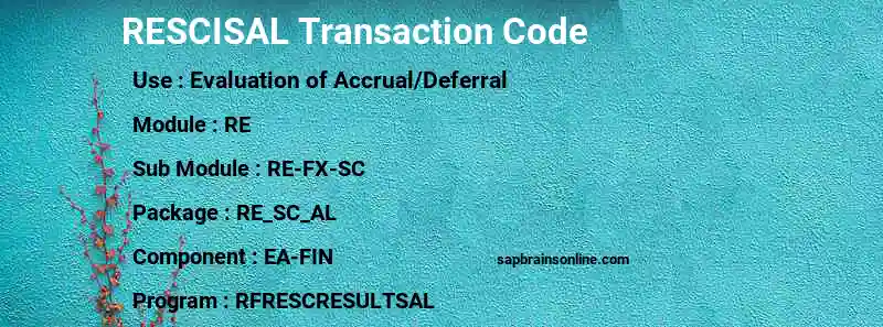 SAP RESCISAL transaction code