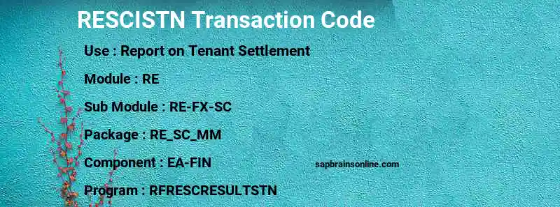 SAP RESCISTN transaction code