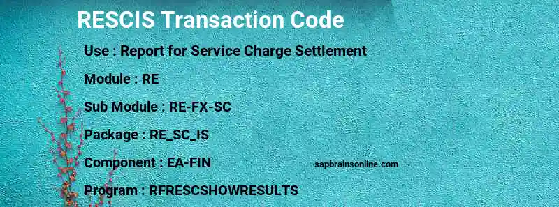 SAP RESCIS transaction code