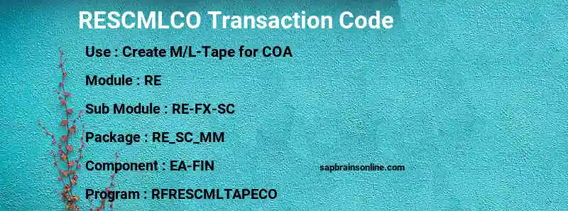 SAP RESCMLCO transaction code