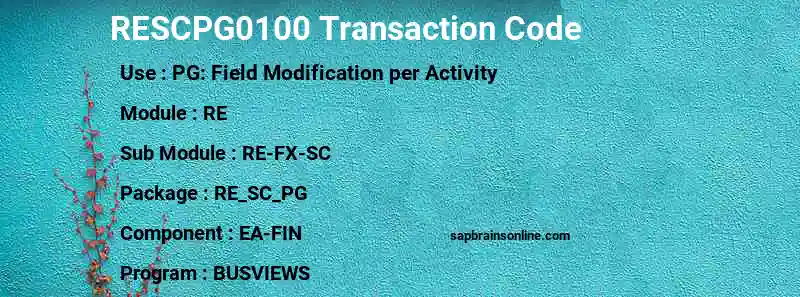 SAP RESCPG0100 transaction code