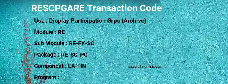 SAP RESCPGARE transaction code