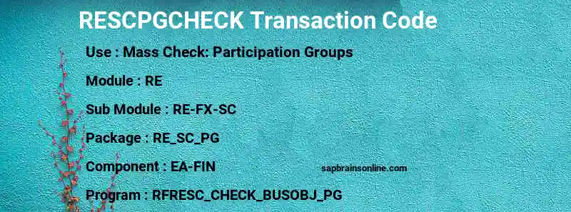 SAP RESCPGCHECK transaction code