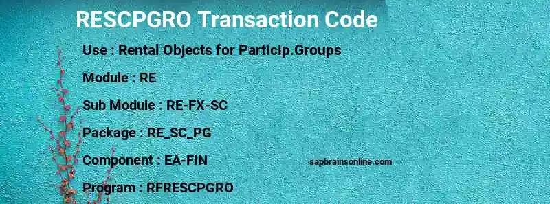 SAP RESCPGRO transaction code